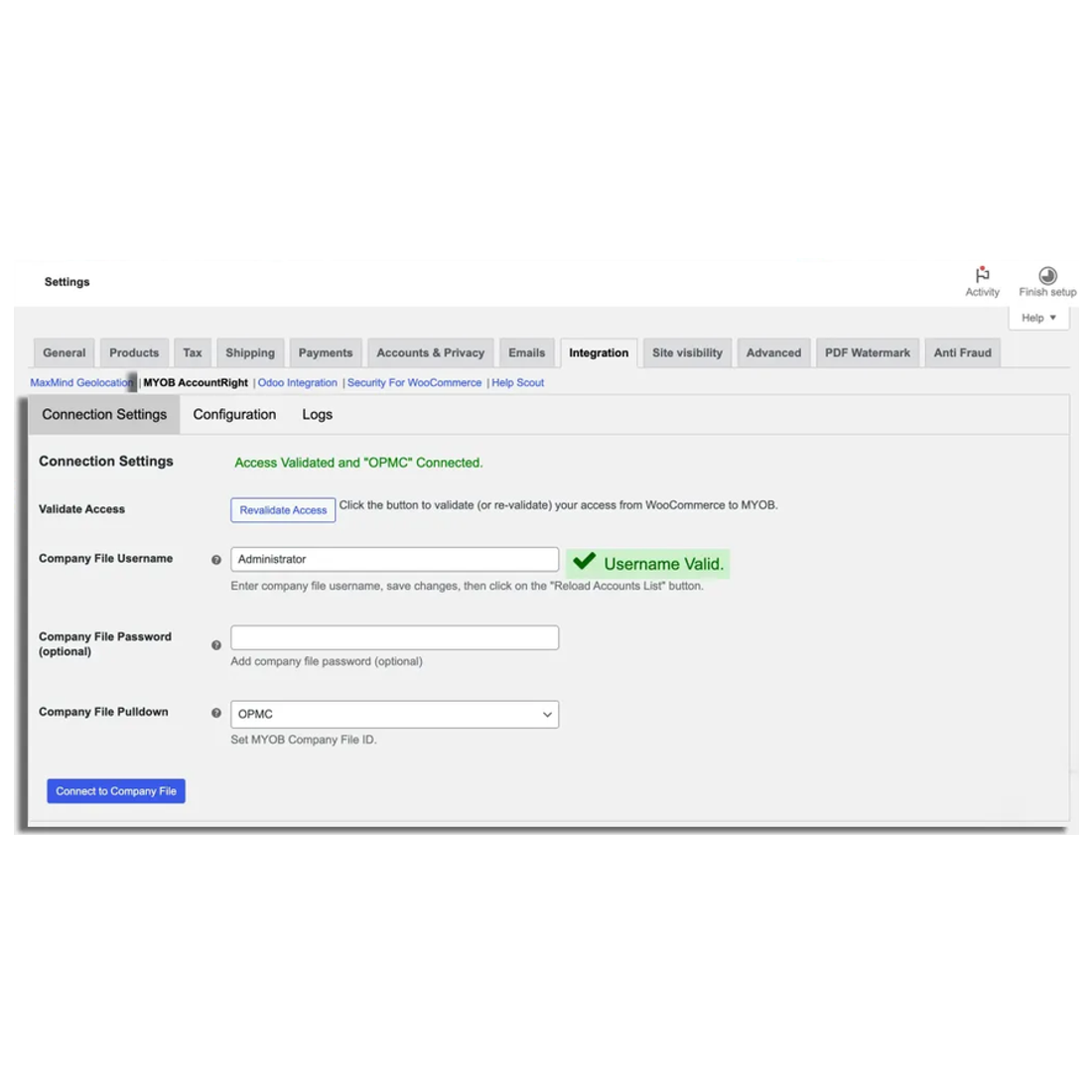 MYOB for WooCommerce screenshot 1